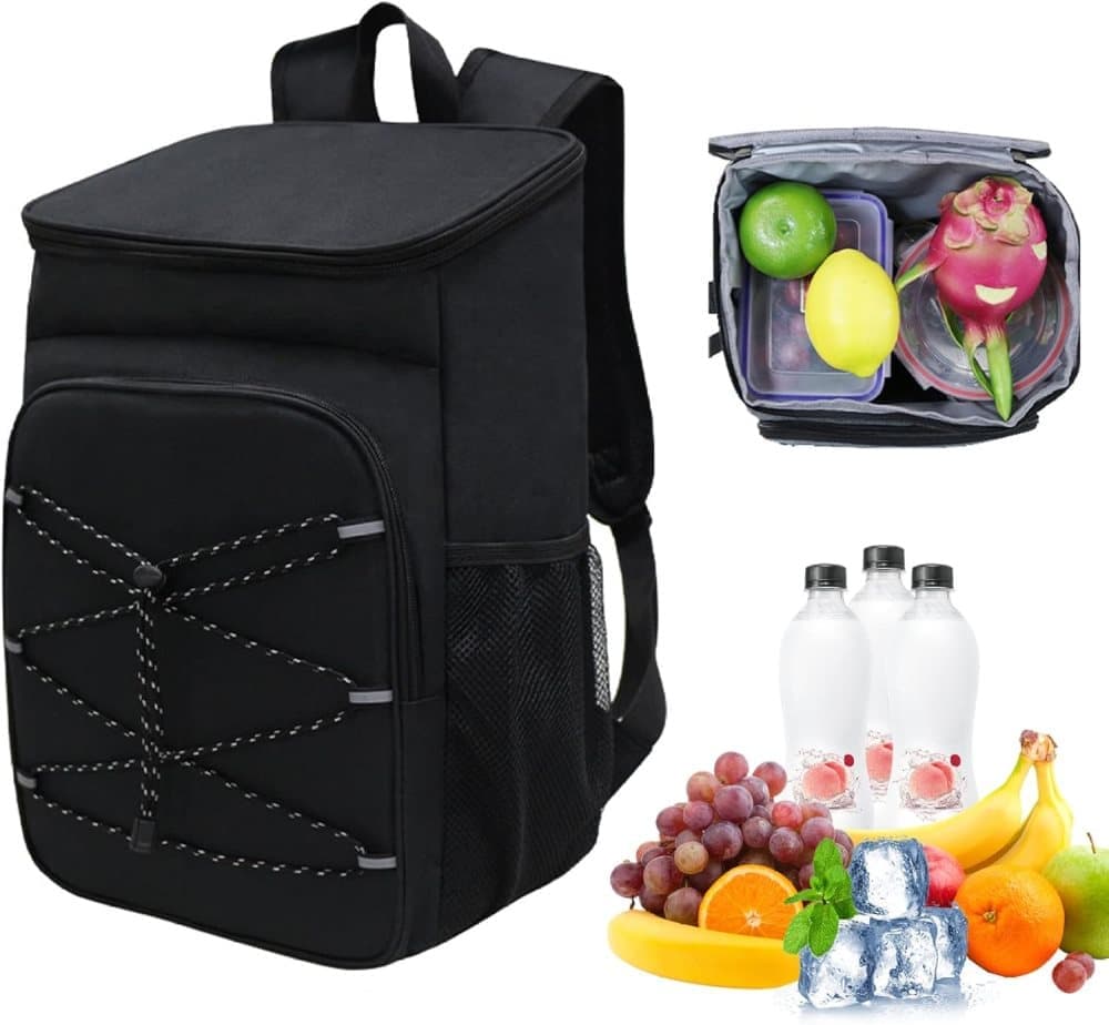 40L Insulated Backpack Cooler Bag Waterproof for Picnic Camping Travel Lunch Grill, Black - Flavour Fushion Cooking Shop