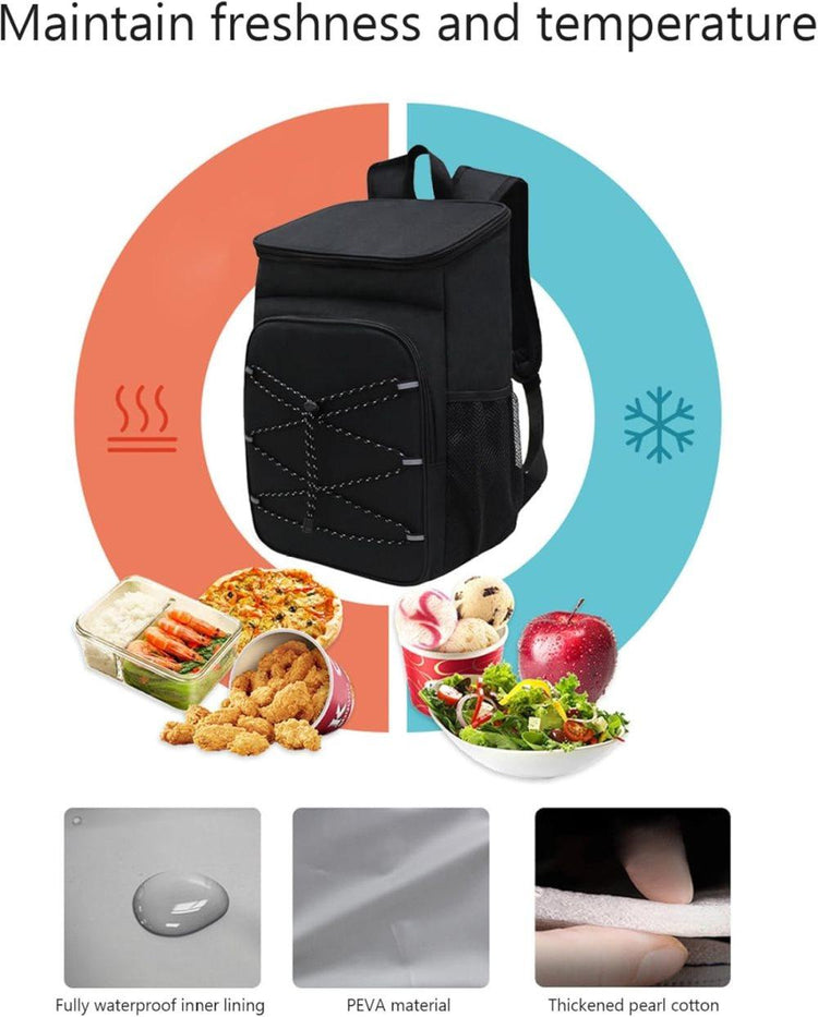 40L Insulated Backpack Cooler Bag Waterproof for Picnic Camping Travel Lunch Grill, Black - Flavour Fushion Cooking Shop