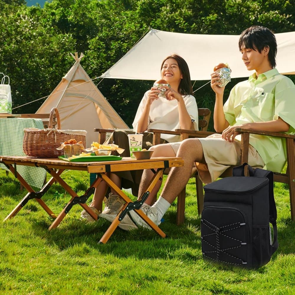 40L Insulated Backpack Cooler Bag Waterproof for Picnic Camping Travel Lunch Grill, Black - Flavour Fushion Cooking Shop