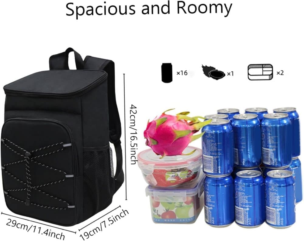 40L Insulated Backpack Cooler Bag Waterproof for Picnic Camping Travel Lunch Grill, Black - Flavour Fushion Cooking Shop