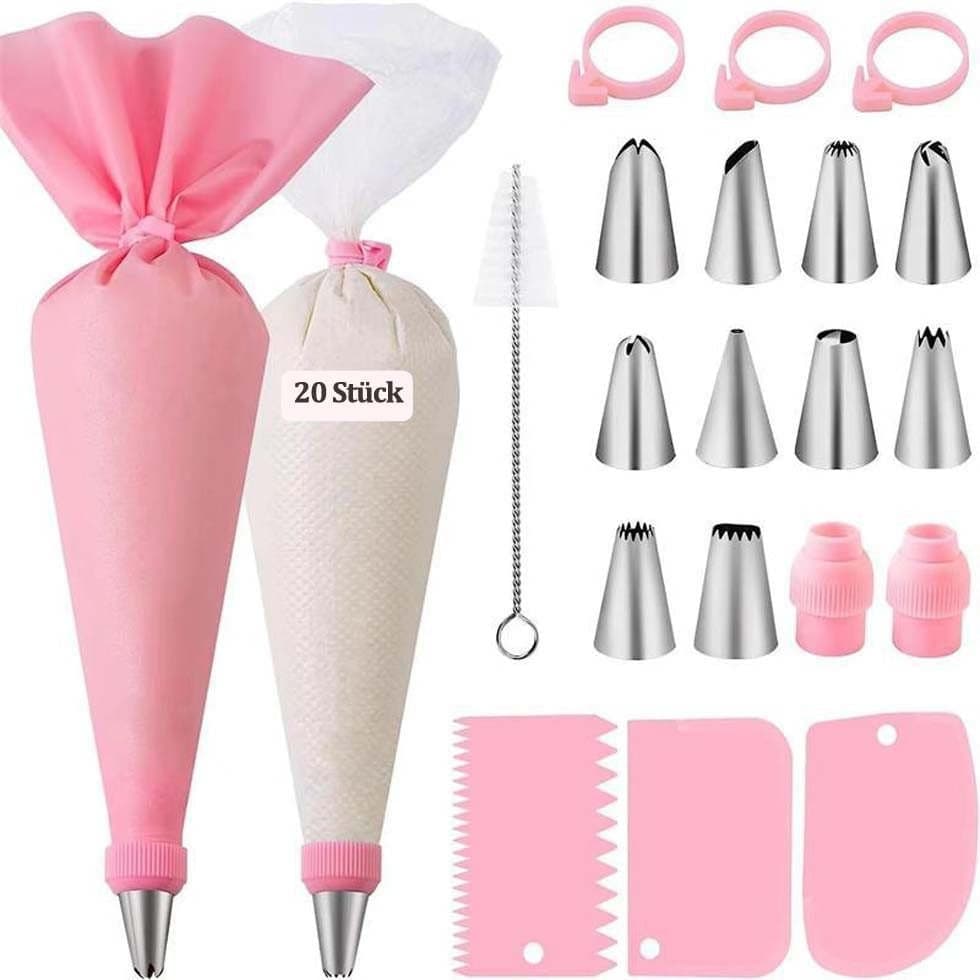 40-Piece Cake Decorating Piping Set with Icing Nozzles & Piping Bags