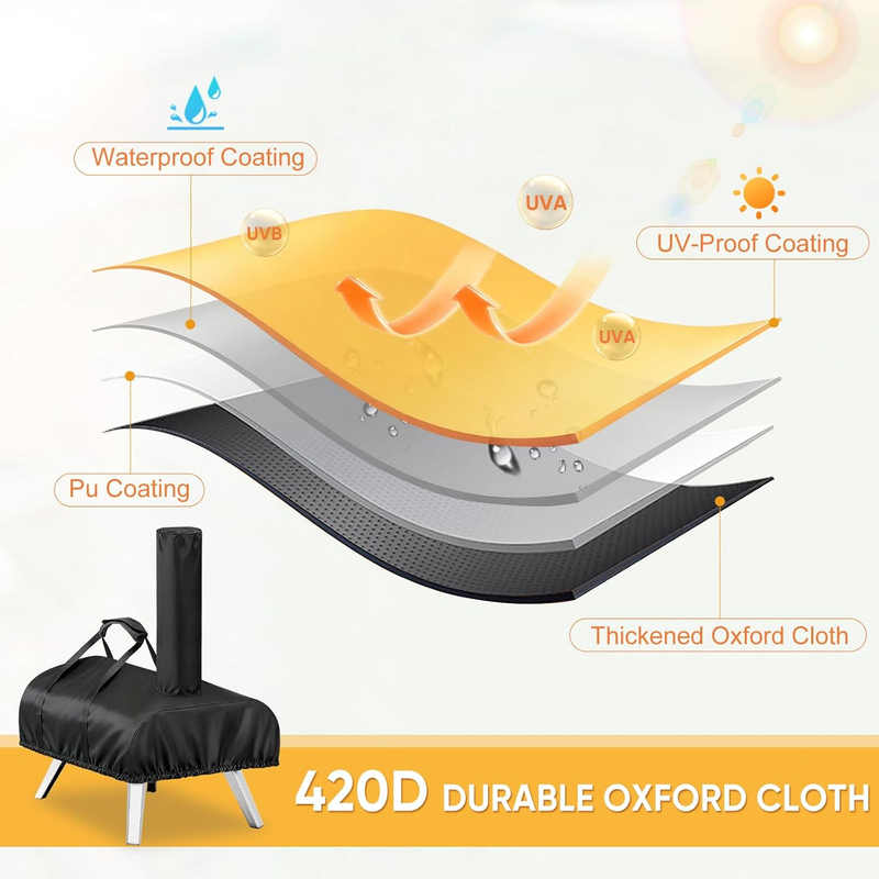 420D Oxford Waterproof Pizza Oven Cover with Carry Handles, Custom Fit for Aidpiza 12 Outdoor Pizza Oven - Flavour Fushion Cooking Shop