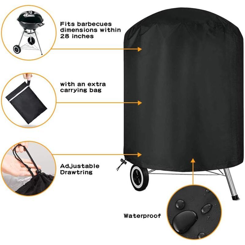 Barbecue Cover for Barbecue and Smoker, Black, 58 x 78 cm - Flavour Fushion Cooking Shop