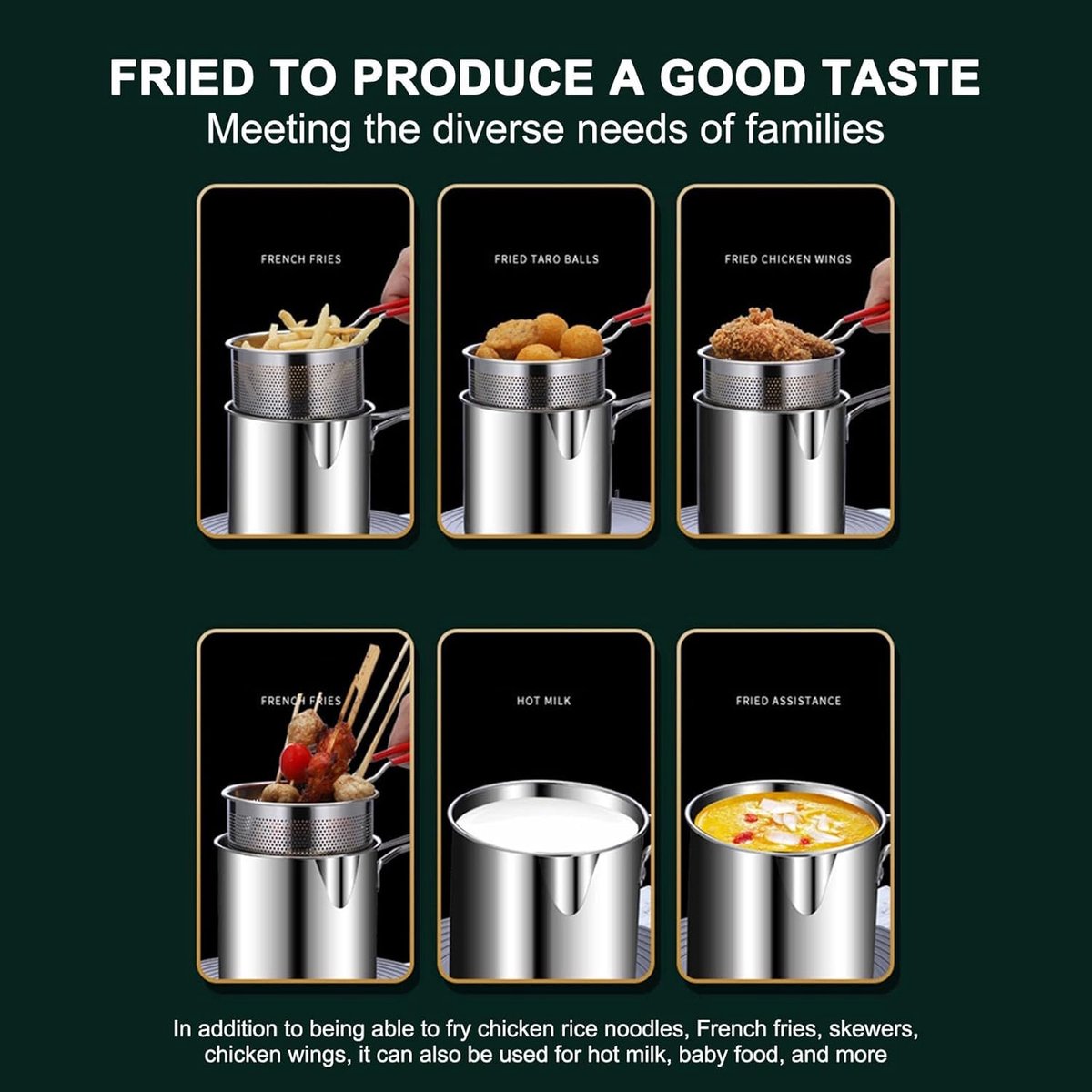 Stainless steel deep fryer - with frying basket and handle - Flavour Fushion Cooking Shop