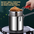 Stainless steel deep fryer - with frying basket and handle