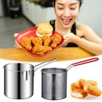 Stainless steel deep fryer - with frying basket and handle