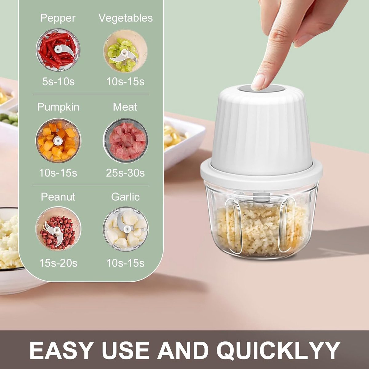 Kitchen Mixer - 400ML Large Capacity - 6 Blades Chopper - USB Rechargeable - Kitchen Must-Have for Home Use - Flavour Fushion Cooking Shop