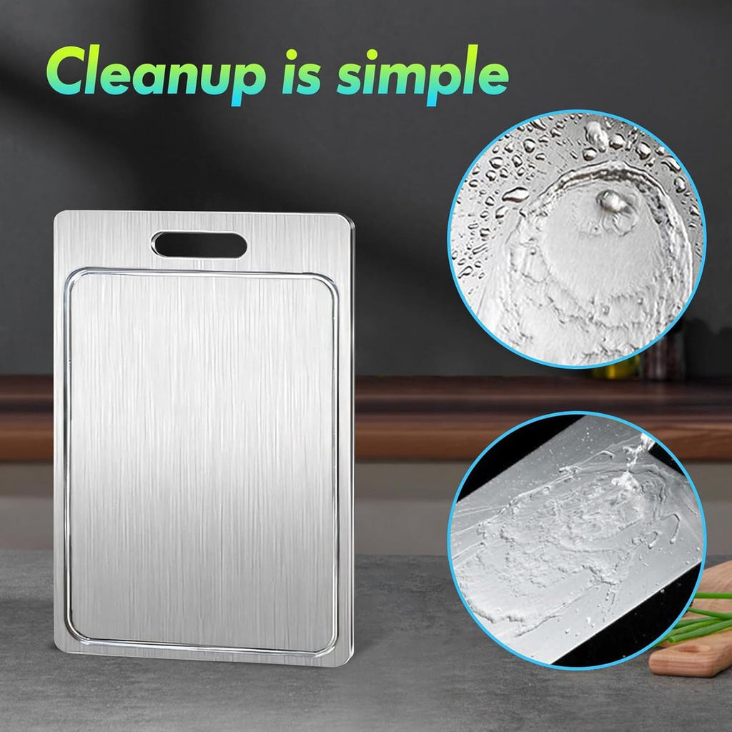 Kitchen cutting board - New grooved cutting board - Double-sided cutting board - Suitable for cutting meat, fruit, and vegetables (25.8 x 15 cm)