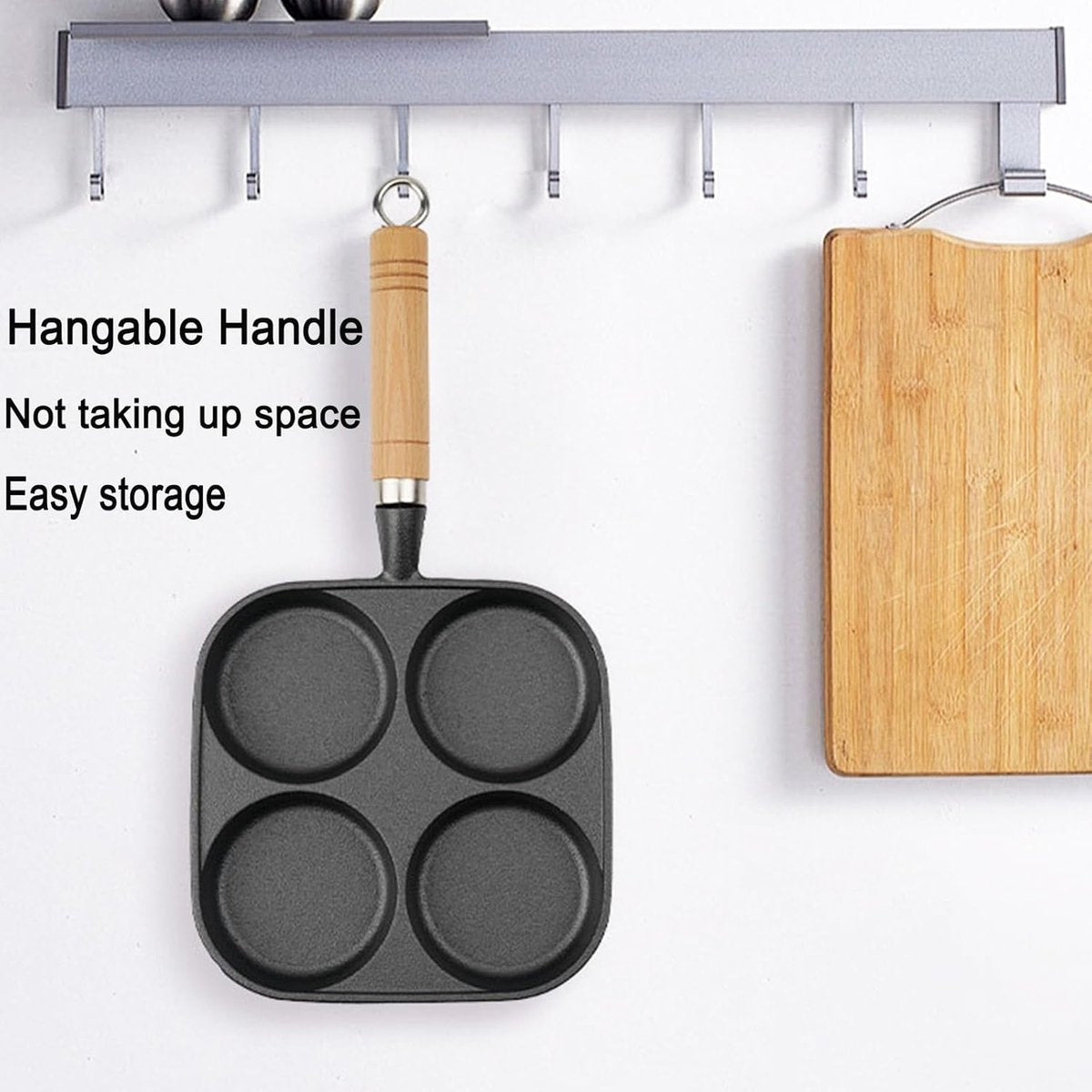 Four-pan 18 cm - Cast Iron - Natural Non-Stick Coating - For Eggs & Hamburgers - Flavour Fushion Cooking Shop