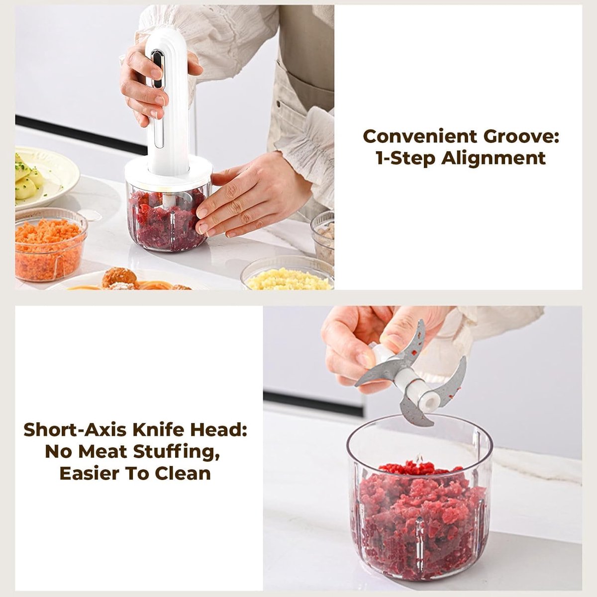 Food Processor - Cordless and USB-C Rechargeable - 4 Cups for Portion Control - Flavour Fushion Cooking Shop
