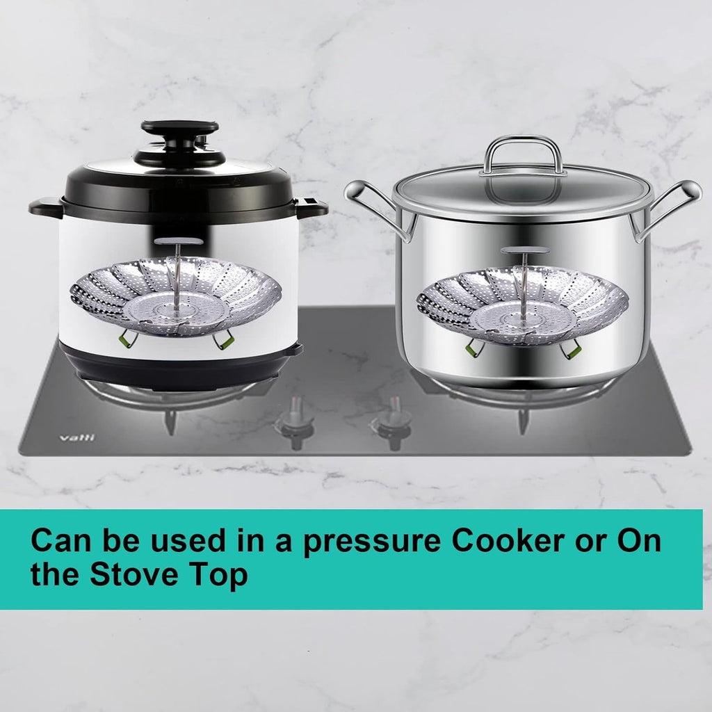Stainless Steel Steaming Rack - Steamer Basket Pan - Steamer Basket for Vegetables - Vegetable Steamer - Adjustable - Steamer Insert - Steam Flower - Steamer Basket - Foldable Steamer Basket - Dishwasher Safe - Suitable for Vegetables - Suitable for pans