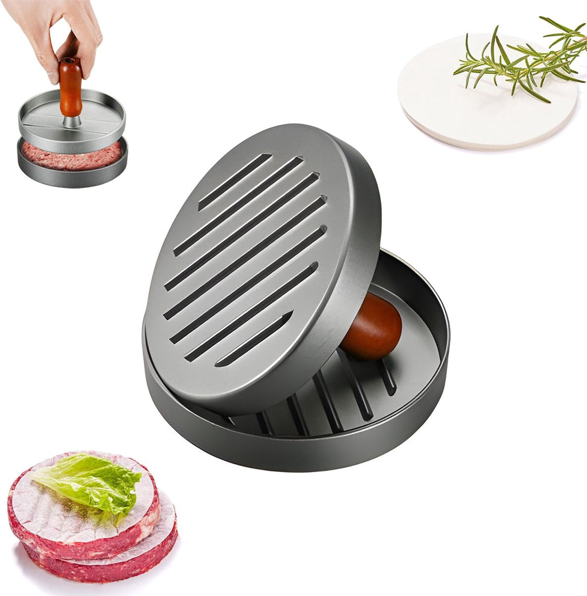 Hamburger Press - Stainless Steel - Hamburger Maker - Burger Press - Burger Press - Flavour Fushion Cooking Shop