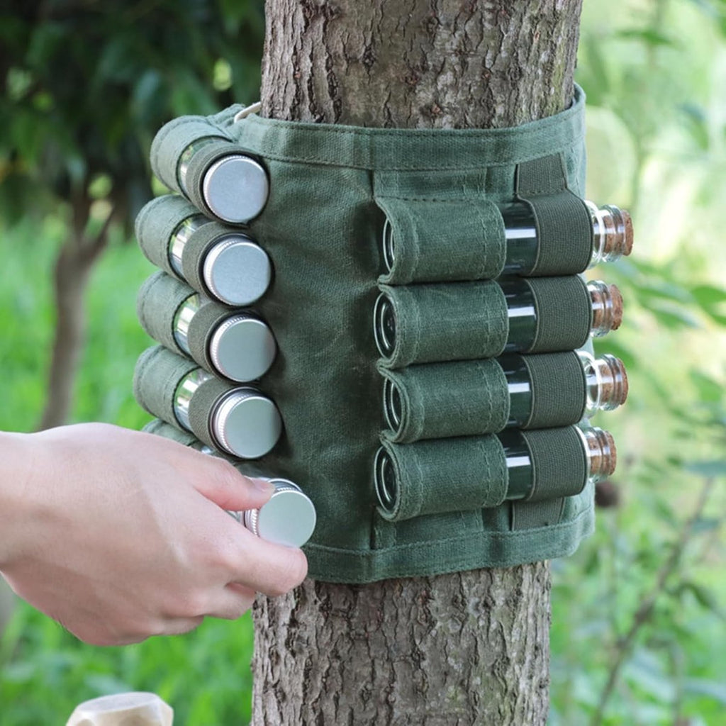 Camping Spice Kit - Portable Spice Bag with 9 Mini Spice Jars - Camping Set Travel Accessories - For Travel, Outdoors, Camping, Barbecue, Picnic - Portable Camping Spice Set