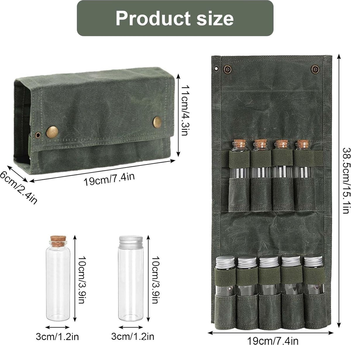 Camping Spice Kit - Portable Spice Bag with 9 Mini Spice Jars - Camping Set Travel Accessories - For Travel, Outdoors, Camping, Barbecue, Picnic - Portable Camping Spice Set