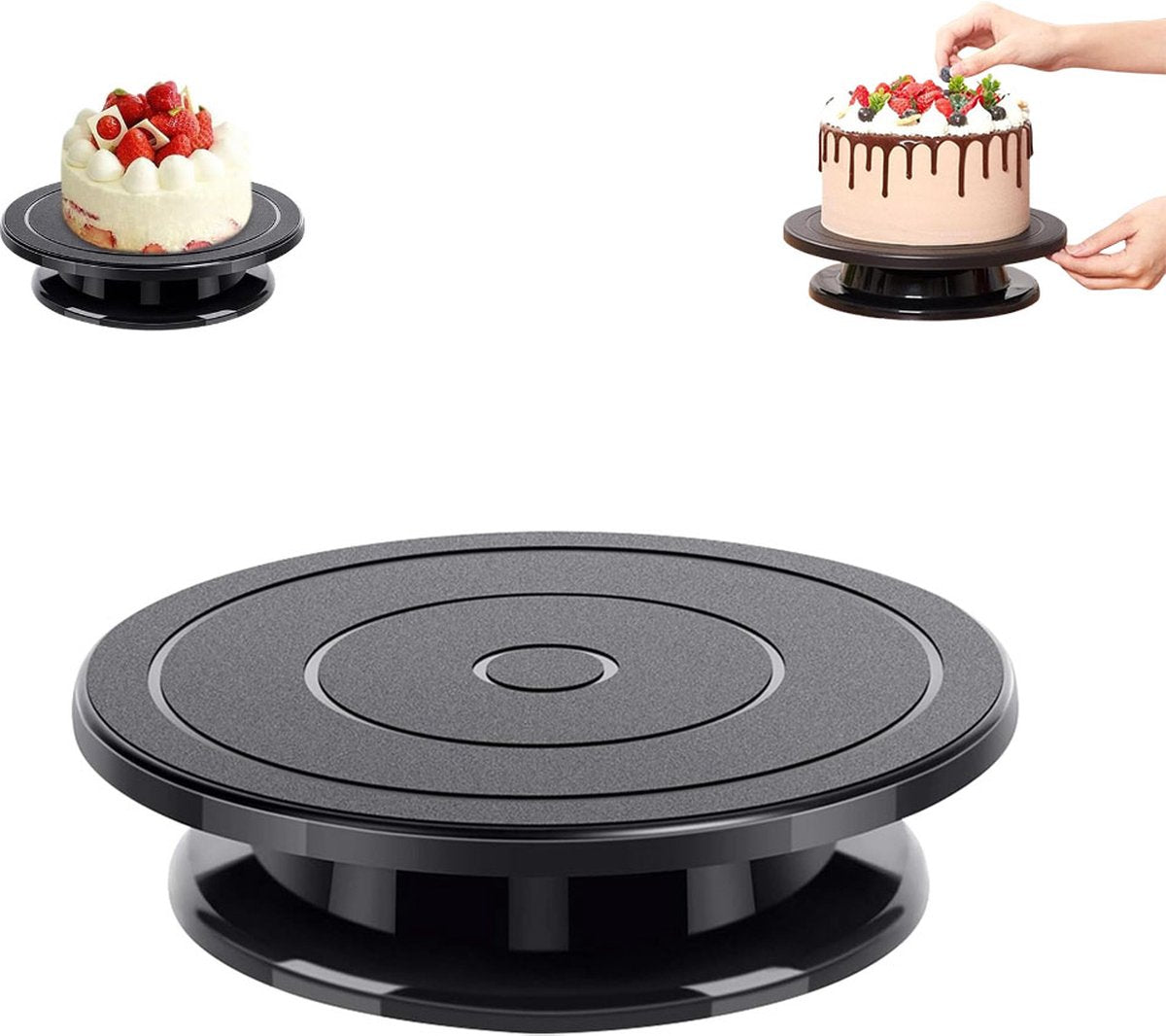 Rotating Cake Stand – Anti-Slip Cake Turntable ø28cm Black