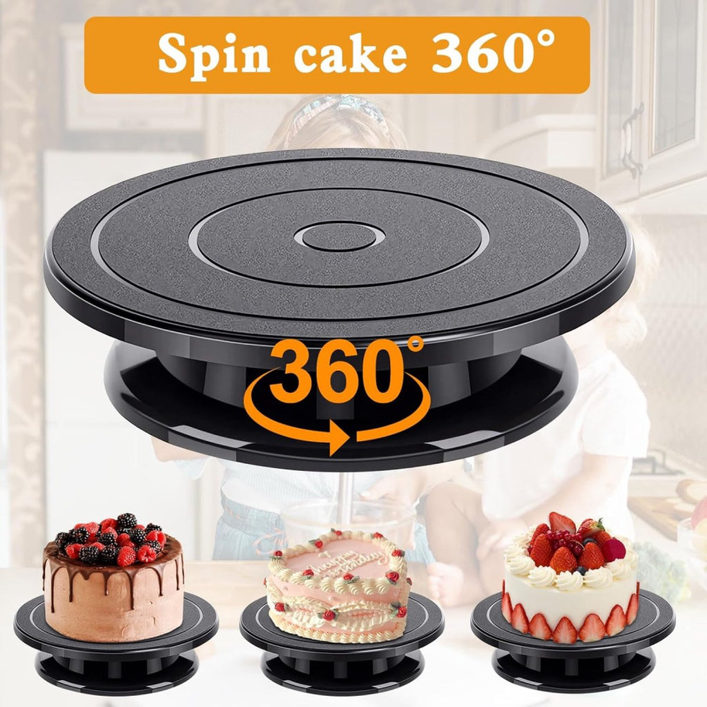 Rotating Cake Stand – Anti-Slip Cake Turntable ø28cm Black