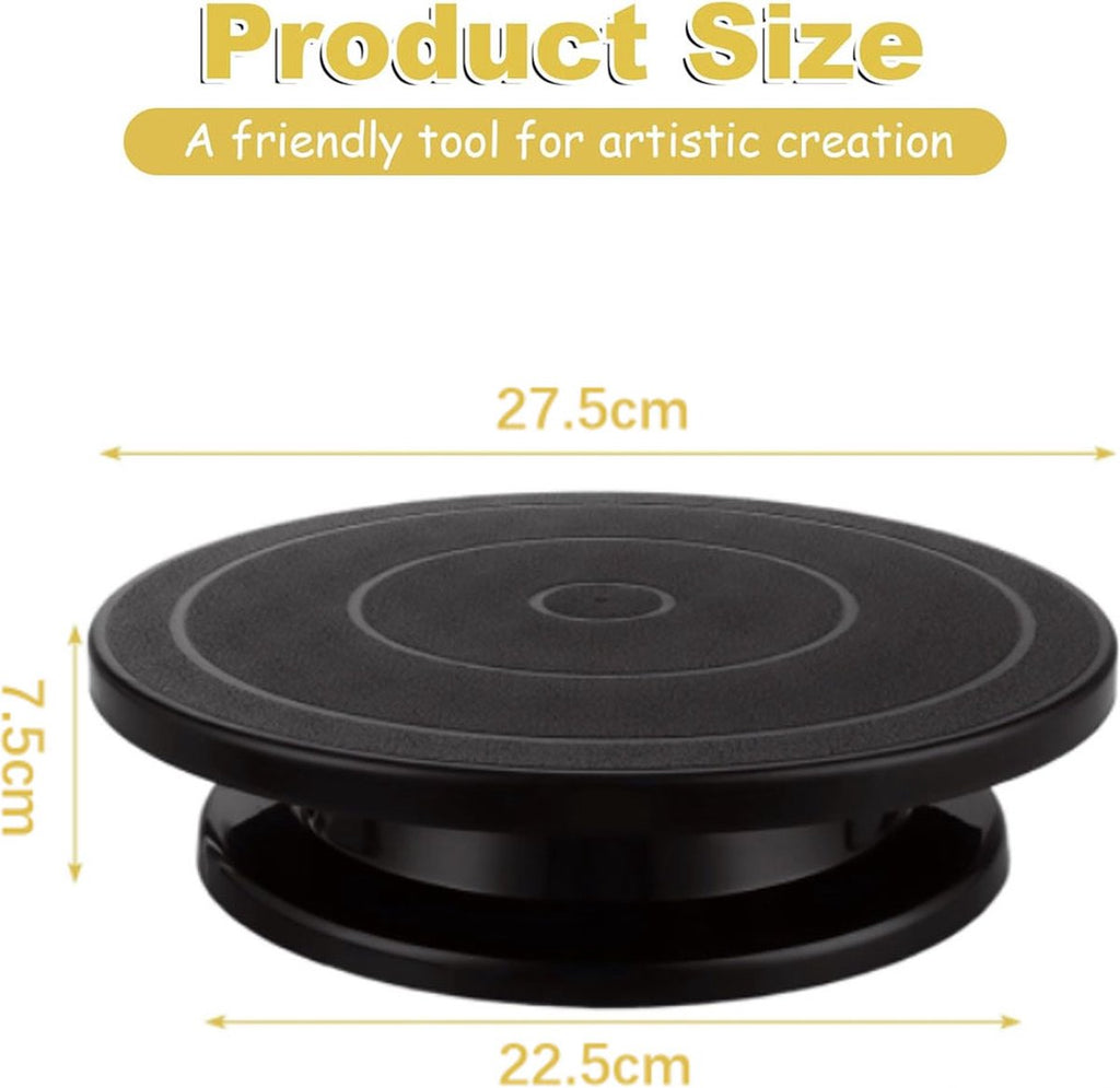Rotating Cake Stand – Anti-Slip Cake Turntable ø28cm Black