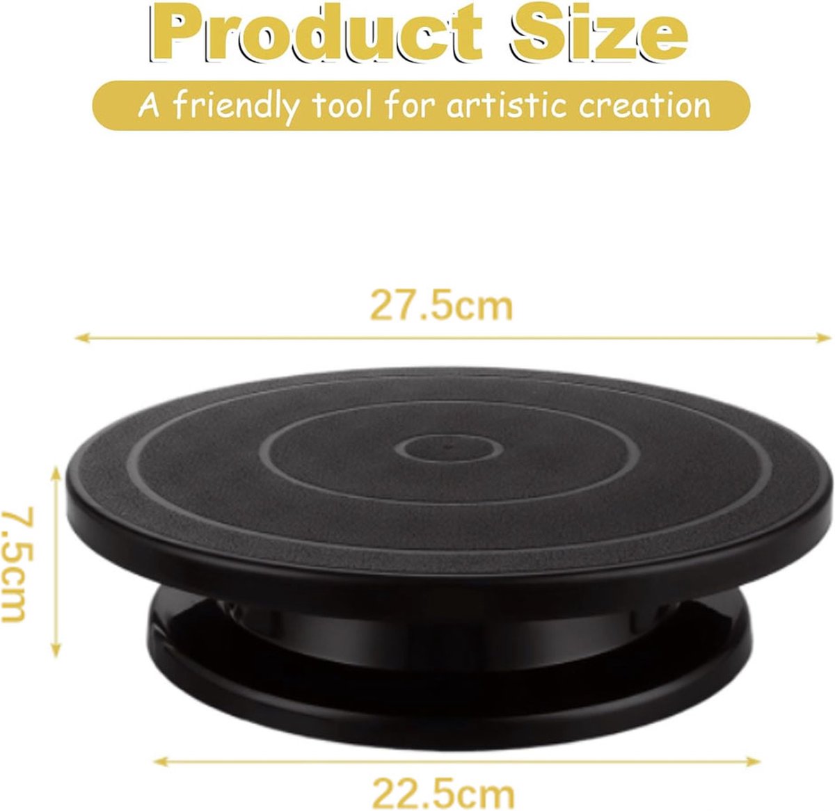 Rotating Cake Stand – Anti-Slip Cake Turntable ø28cm Black