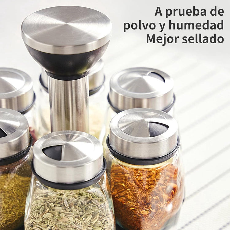 Spice Organizer | 360° Rotatable | With 6 Spice Jars | Glass Jars | 6 Spice Jars on Rack | - Flavour Fushion Cooking Shop