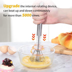 Egg Beater - Egg Whisk - Semi-Automatic Stainless Steel Whisk - Batter Beater
