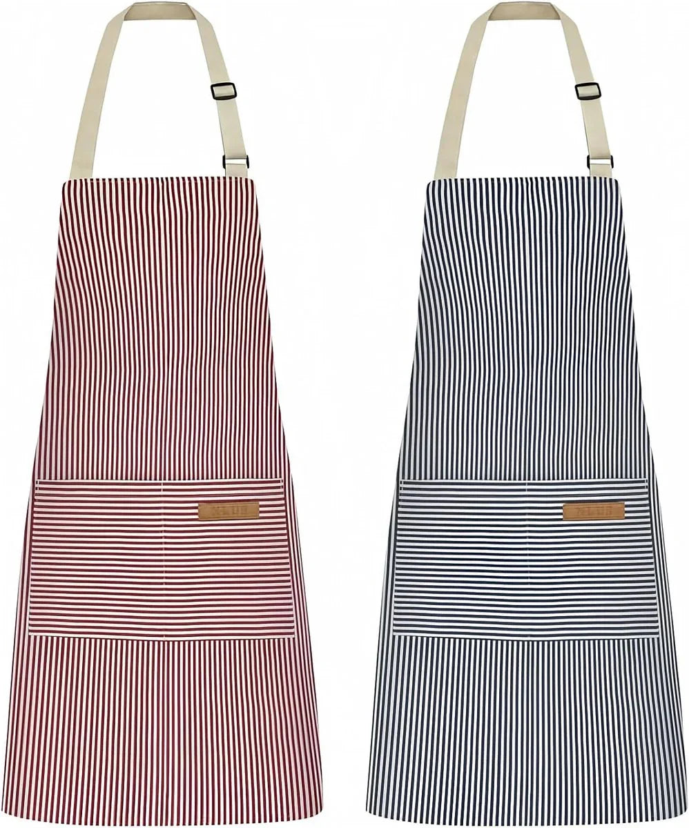 Kitchen Apron - 2 Pieces - Professional Cooking Apron - for Ladies and Gentlemen - Catering Apron - Easily Adjustable - BBQ Apron - Pottery Apron - Cooking Kitchen Aprons - kitchen cooking aprons - soft chef apron with 2 pockets - blue / pink