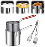 Stainless Steel Deep Fryer - Small Deep Fryer - Filter Jug - With Kitchen Clip -