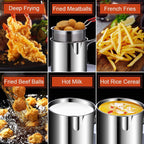 Stainless Steel Deep Fryer - Small Deep Fryer - Filter Jug - With Kitchen Clip -