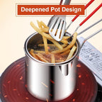 Stainless Steel Deep Fryer - Small Deep Fryer - Filter Jug - With Kitchen Clip -