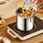 Stainless Steel Deep Fryer - Small Deep Fryer - Filter Jug - With Kitchen Clip -