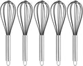 Set of 5 Egg Beaters - 10 Inch - Whisk - Beater Set - Kitchen Whisk - Hand Mixer - Silicone Egg Beater - Manual Egg Beater - Scratch-Free Beating - Non-Stick - for Beating Eggs, Blending, Whipping & Stirring - Black