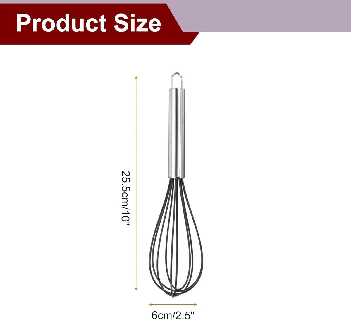 Set of 5 Egg Beaters - 10 Inch - Whisk - Beater Set - Kitchen Whisk - Hand Mixer - Silicone Egg Beater - Manual Egg Beater - Scratch-Free Beating - Non-Stick - for Beating Eggs, Blending, Whipping & Stirring - Black