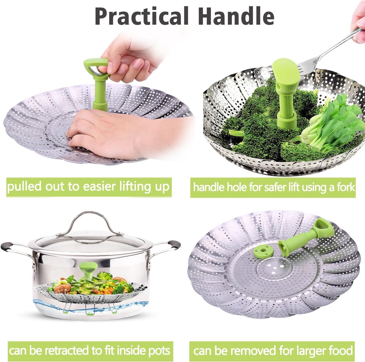 Vegetable steamer - Steamer basket - Stainless steel steamer - Fits all pans - Flavour Fushion Cooking Shop