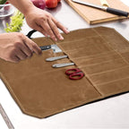 7-Slot Chef Knife Roll Bag – Khaki