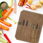 7-Slot Chef Knife Roll Bag – Khaki