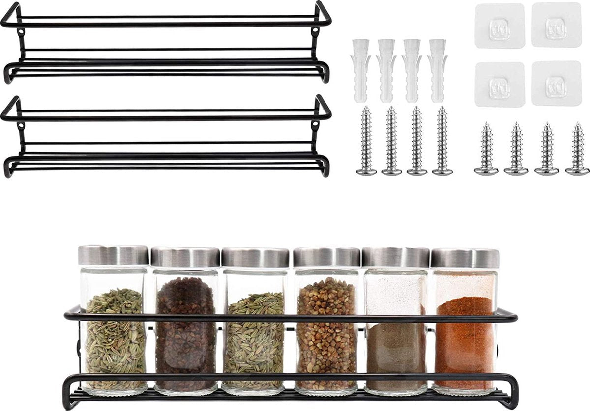 2 pieces - Wall spice rack - hanging - Wall rack - kitchen spice rack  29*6.5*6.5cm - Flavour Fushion Cooking Shop