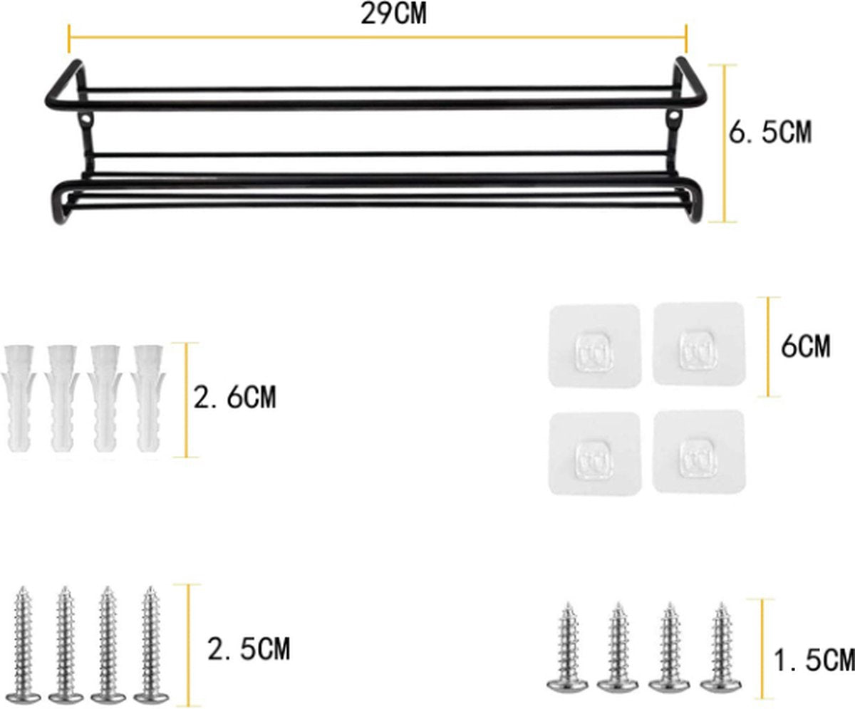 2 pieces - Wall spice rack - hanging - Wall rack - kitchen spice rack  29*6.5*6.5cm - Flavour Fushion Cooking Shop