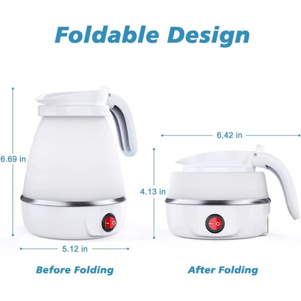 Foldable Electric Travel Kettle with Detachable Cord Silicone Collapsible Kettle - Flavour Fushion Cooking Shop