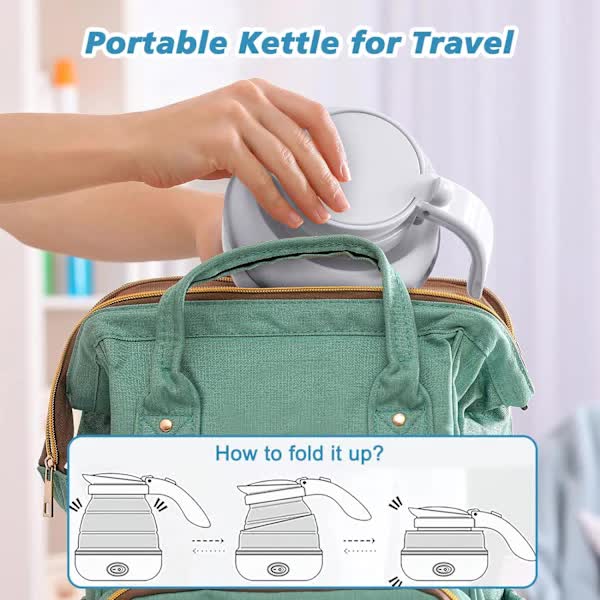 Foldable Electric Travel Kettle with Detachable Cord Silicone Collapsible Kettle - Flavour Fushion Cooking Shop