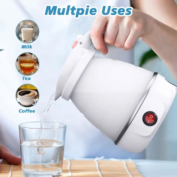 Foldable Electric Travel Kettle with Detachable Cord Silicone Collapsible Kettle - Flavour Fushion Cooking Shop