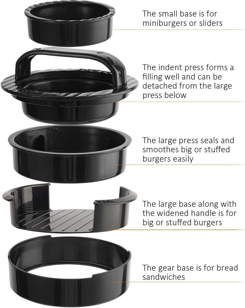 3-in-1 Hamburger and Hamburger Press - Hamburger Mold - Non-stick, Durable Patty Maker - Flavour Fushion Cooking Shop