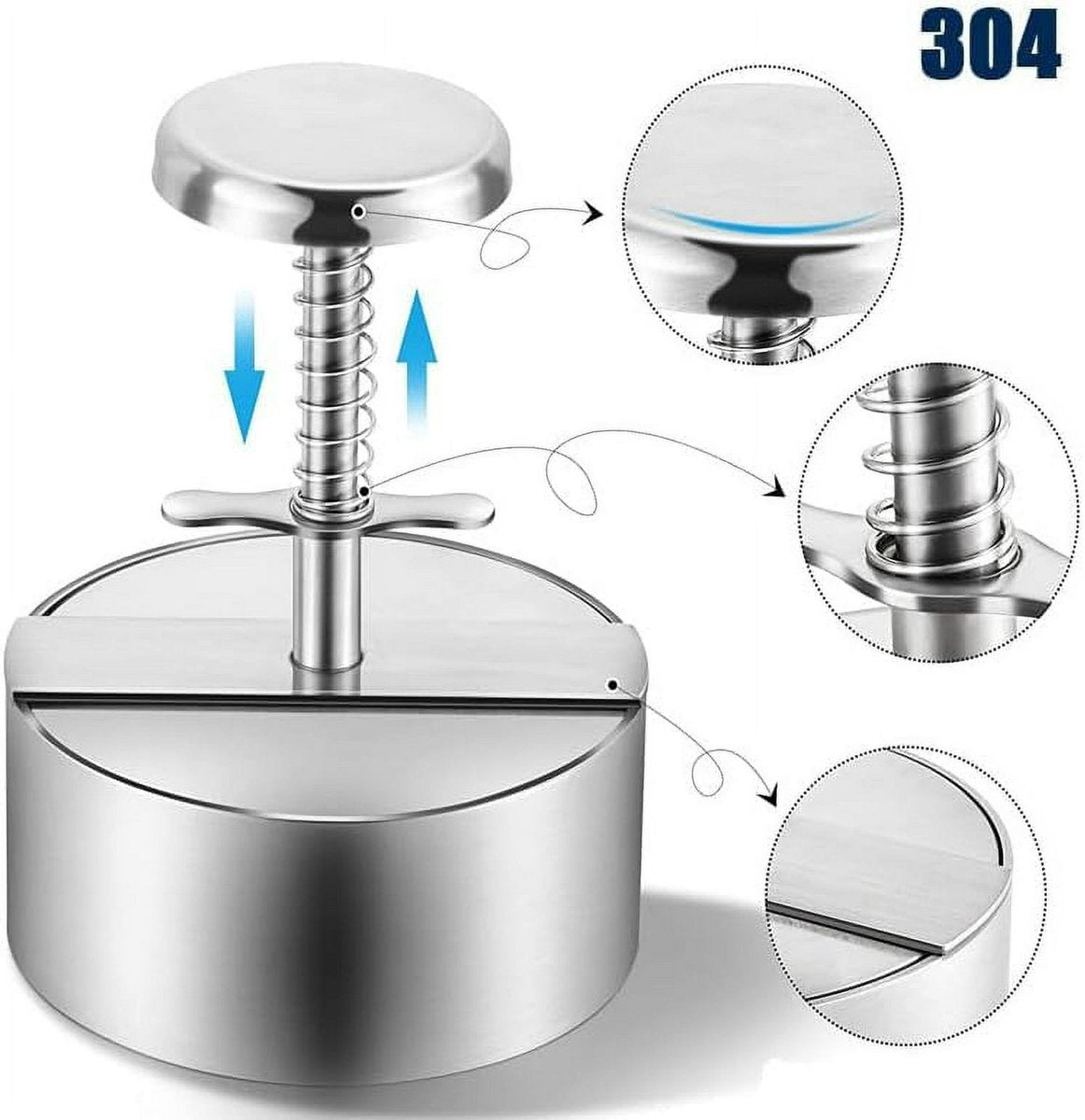 Hamburger Press - Round Stainless Steel Non-Stick Hamburger Press - Patty Mold - Grilling Tool - Patty Mold - Flavour Fushion Cooking Shop