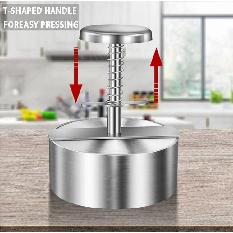 Hamburger Press - Round Stainless Steel Non-Stick Hamburger Press - Patty Mold - Grilling Tool - Patty Mold - Flavour Fushion Cooking Shop