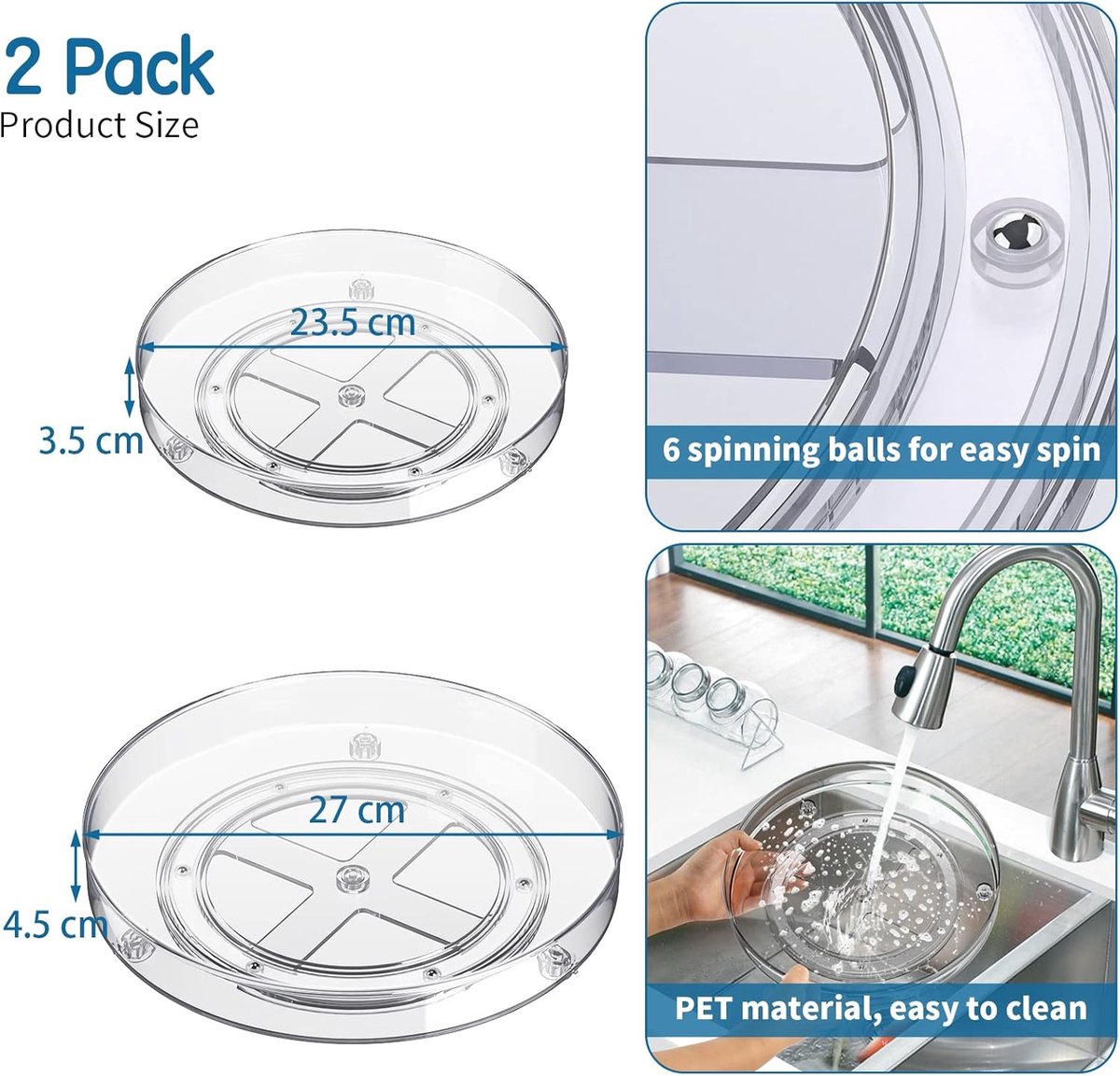 Set of two rotating storage racks (27+23.5 cm) - Rotating spice rack, rotating rack - Flavour Fushion Cooking Shop