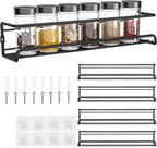 Four-Tier Metal Wall-Mounted Spice Rack - Suitable for Kitchens and Cabinet Interiors - Neatly Organizes Spice Jars and Spices (Black)