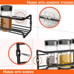 Four-Tier Metal Wall-Mounted Spice Rack - Suitable for Kitchens and Cabinet Interiors - Neatly Organizes Spice Jars and Spices (Black)