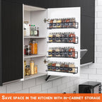 Four-Tier Metal Wall-Mounted Spice Rack - Suitable for Kitchens and Cabinet Interiors - Neatly Organizes Spice Jars and Spices (Black)