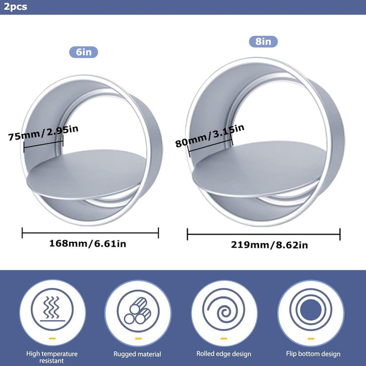 2-Piece Round Non-Stick Cake Pan Set – 15cm & 20cm - Flavour Fushion Cooking Shop