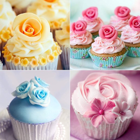 27 piece cake decorating tip set including various flower tips and piping bags for baking supplies.