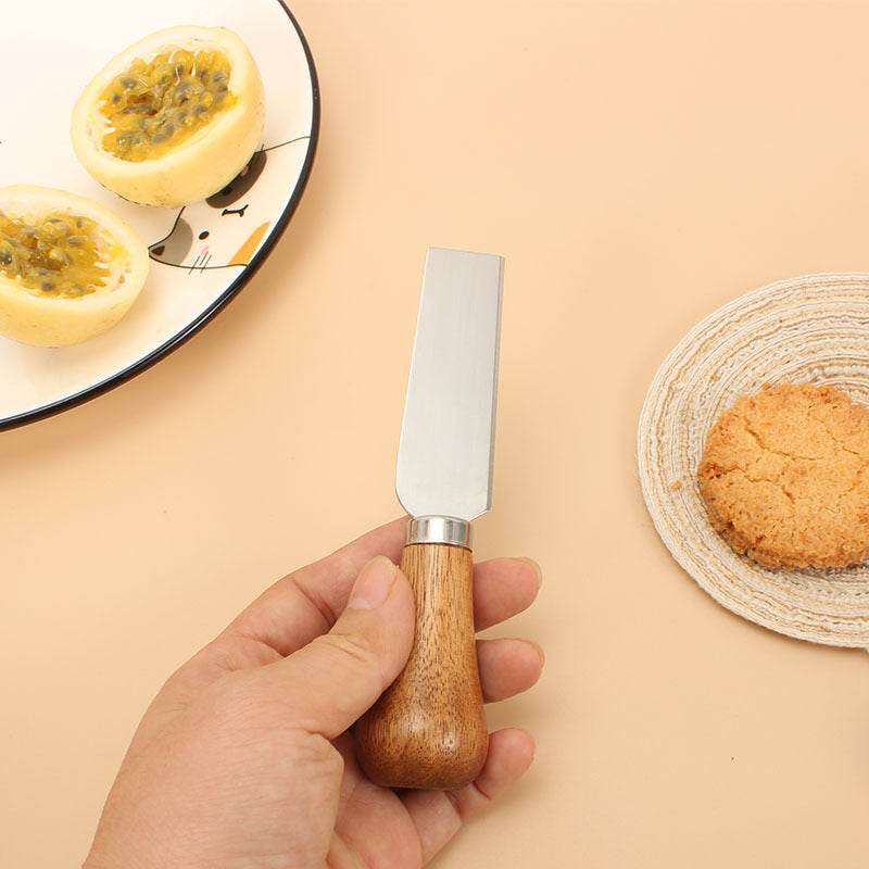 Cheese Knives Set – Portable for Picnic, 4.9 Inches with Wooden Handle, Silver, Set of 6 - Flavour Fushion Cooking Shop
