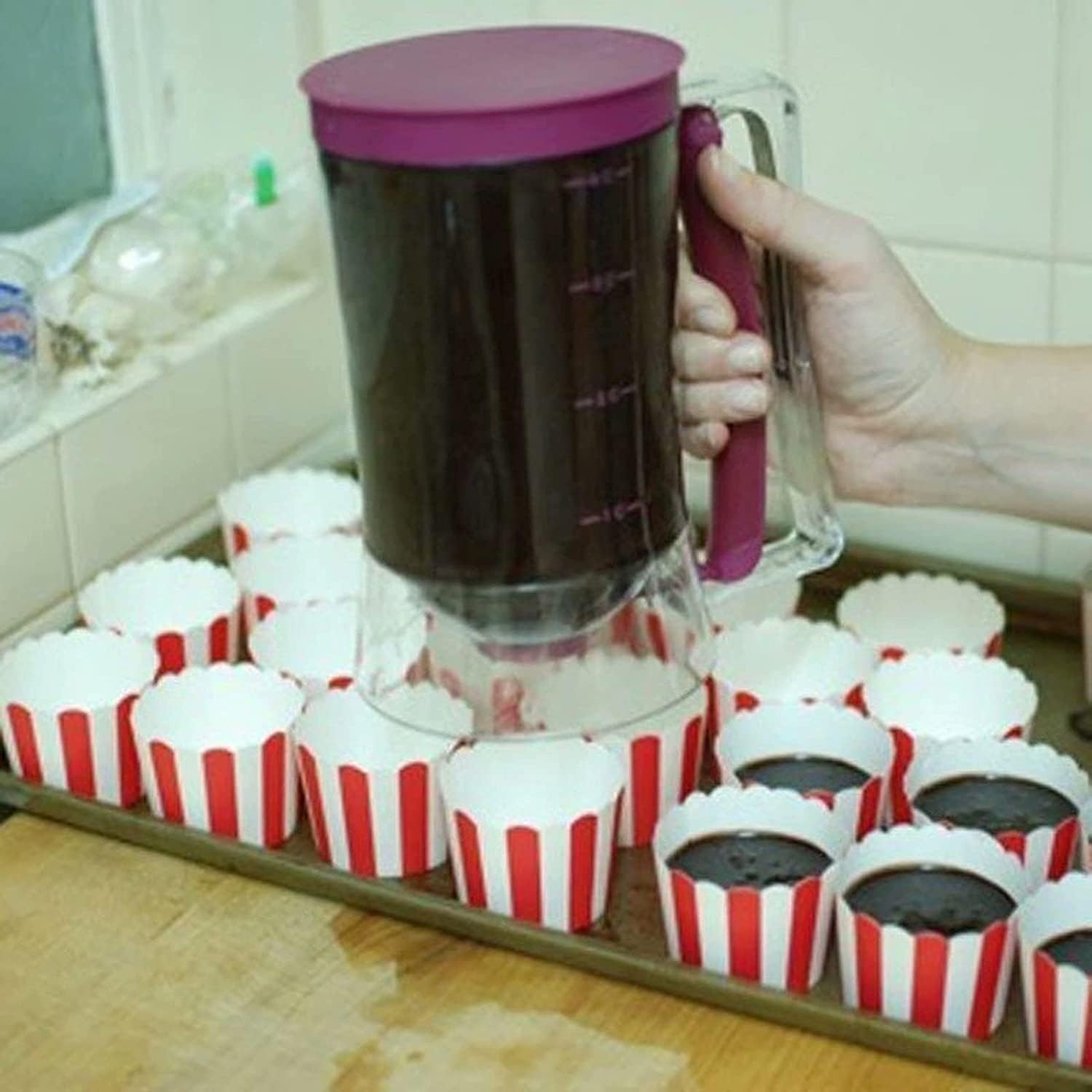 Dough Dispenser - For Filling and Decorating - Pancakes and Donuts - With Measuring Cup